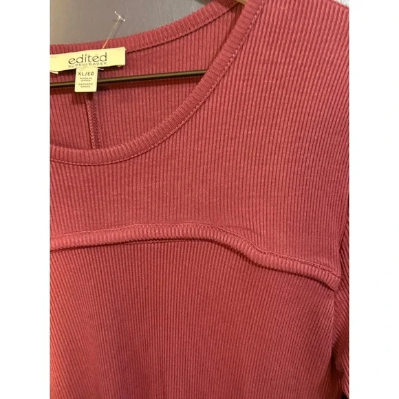 Edited by Remi Bader Mauve Pink Ribbed Long Sleeve Maxi Dress XL Bodycon - Picture 4 of 4